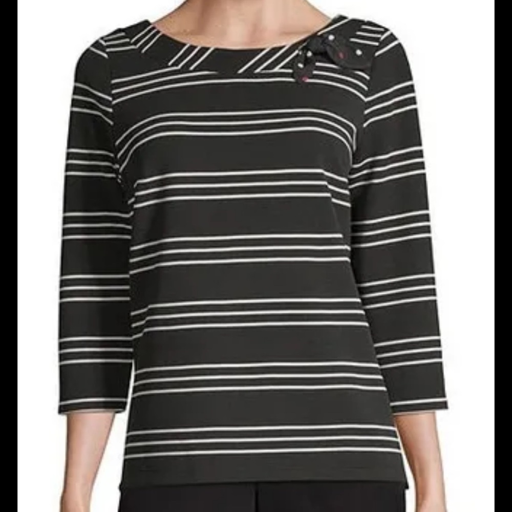 70. Liz Claiborne Black and White Striped Blouse Sz L